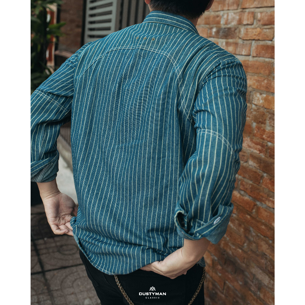 Sơ Mi Nam Denim Sọc Cao Cấp Thiết Kế Chất Lừ DUSTYMAN - Vải Denim - Form Regular Fit