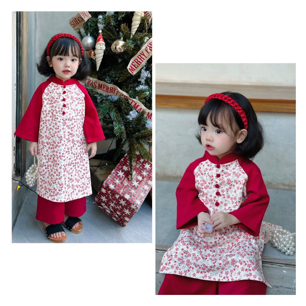 Áo dài Tết Cho Bé Gái 1-6T - Đậu Kids&Mom