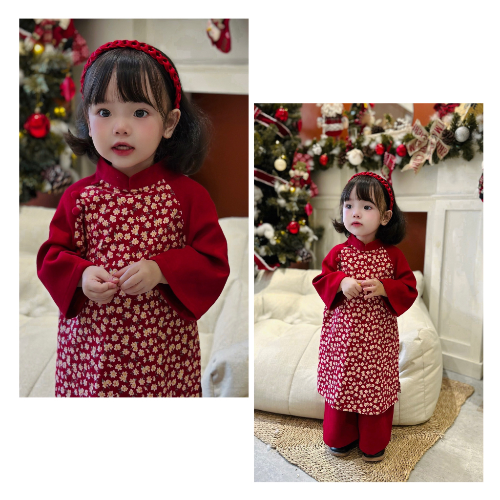 Áo dài Tết Cho Bé Gái 1-6T - Đậu Kids&Mom
