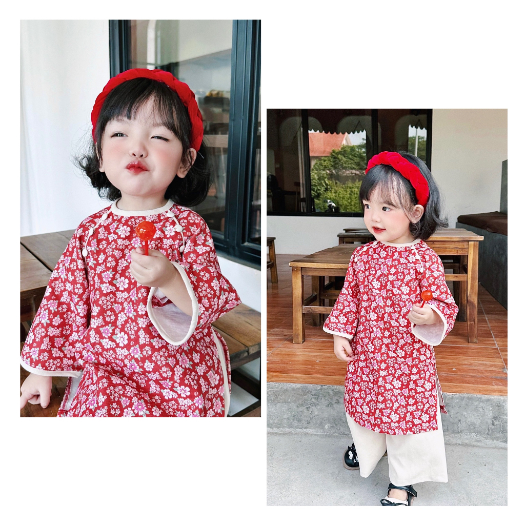 Áo dài Tết Cho Bé Gái 1-6T - Đậu Kids&Mom