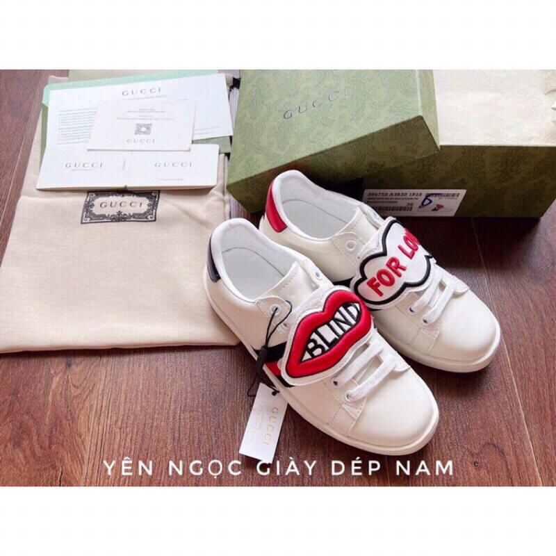 Giày gucci môi 11 , Giày gc for love sneaker nam nữ kèm hộp xanh