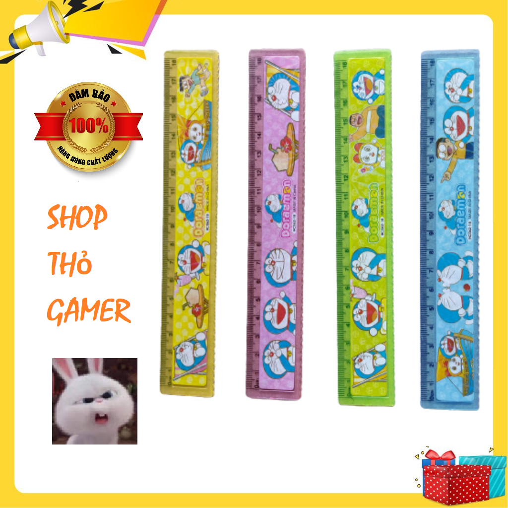 Combo 10 cây thước kẻ hình Doraemon lấp lánh dài 18cm