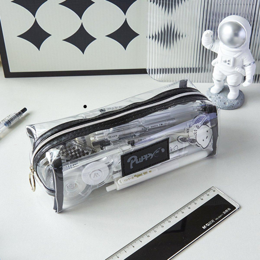 Ví bút Puppy trong suốt phong cách Hàn, form rộng, đựng được máy tính, bút số lượng lớn, chống nước VB13