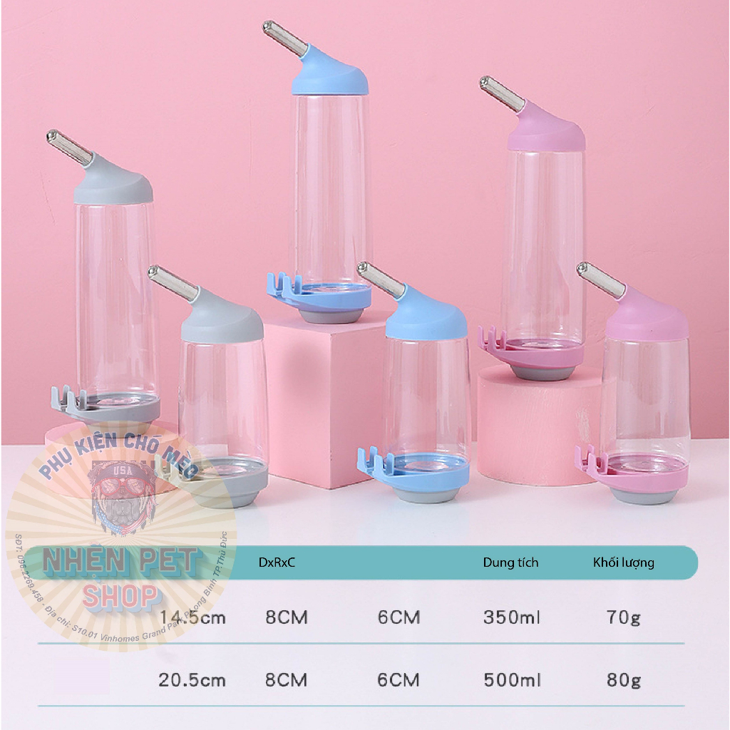 Bình uống nước treo lồng cao cấp cho chó mèo