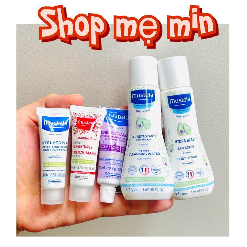 Sữa tắm gội và lotion dưỡng ẩm cho bé từ 0m+ size mini MUSTELA Pháp
