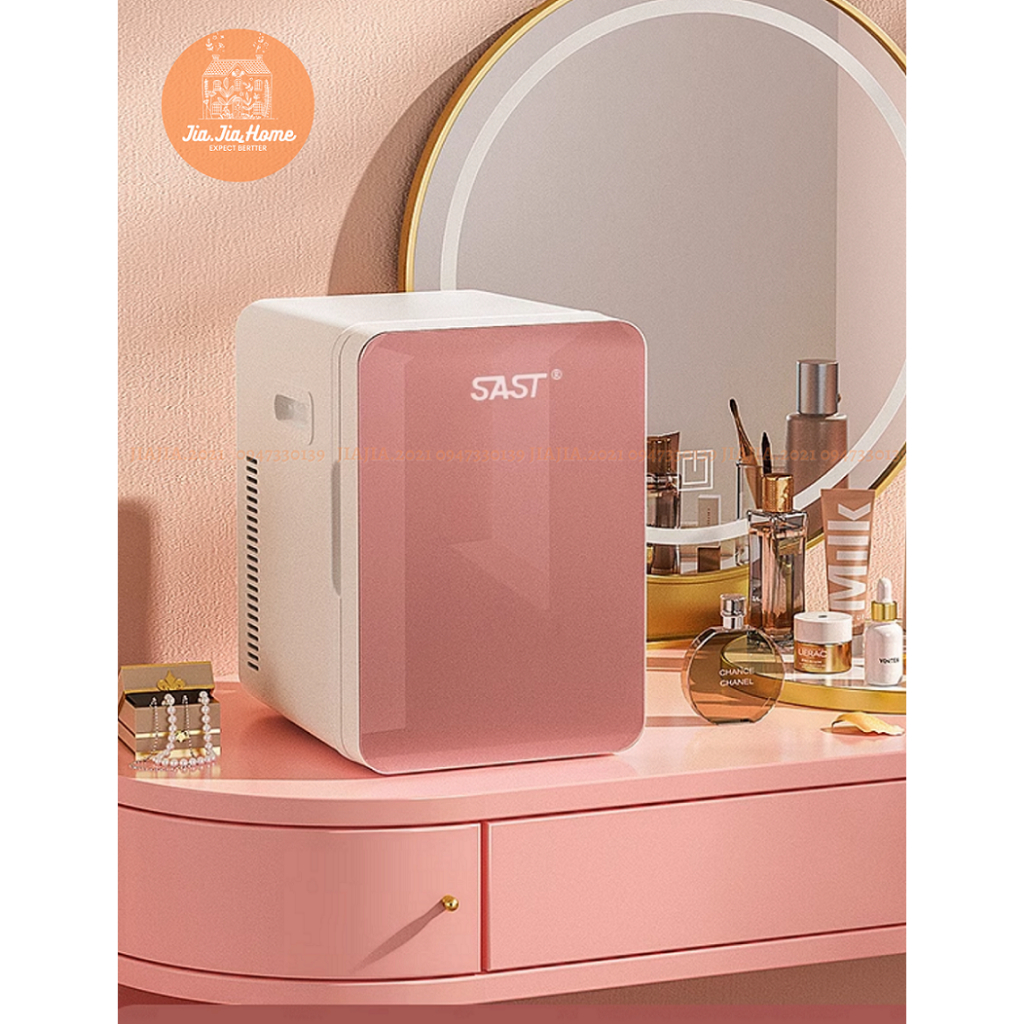 SAST tủ lạnh mini ký túc xá, phòng ngủ - Tủ lạnh 8L đựng mỹ phẩm, nước uống, sữa chua nhỏ gọn dùng oto, gia đình