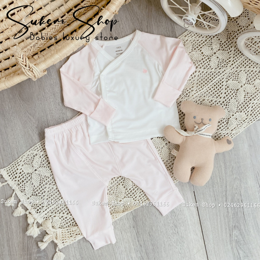 Bộ Cài Lệch Nous Newborn Chất Petit Mềm Mịn Cho Bé Sơ Sinh 3-6kg