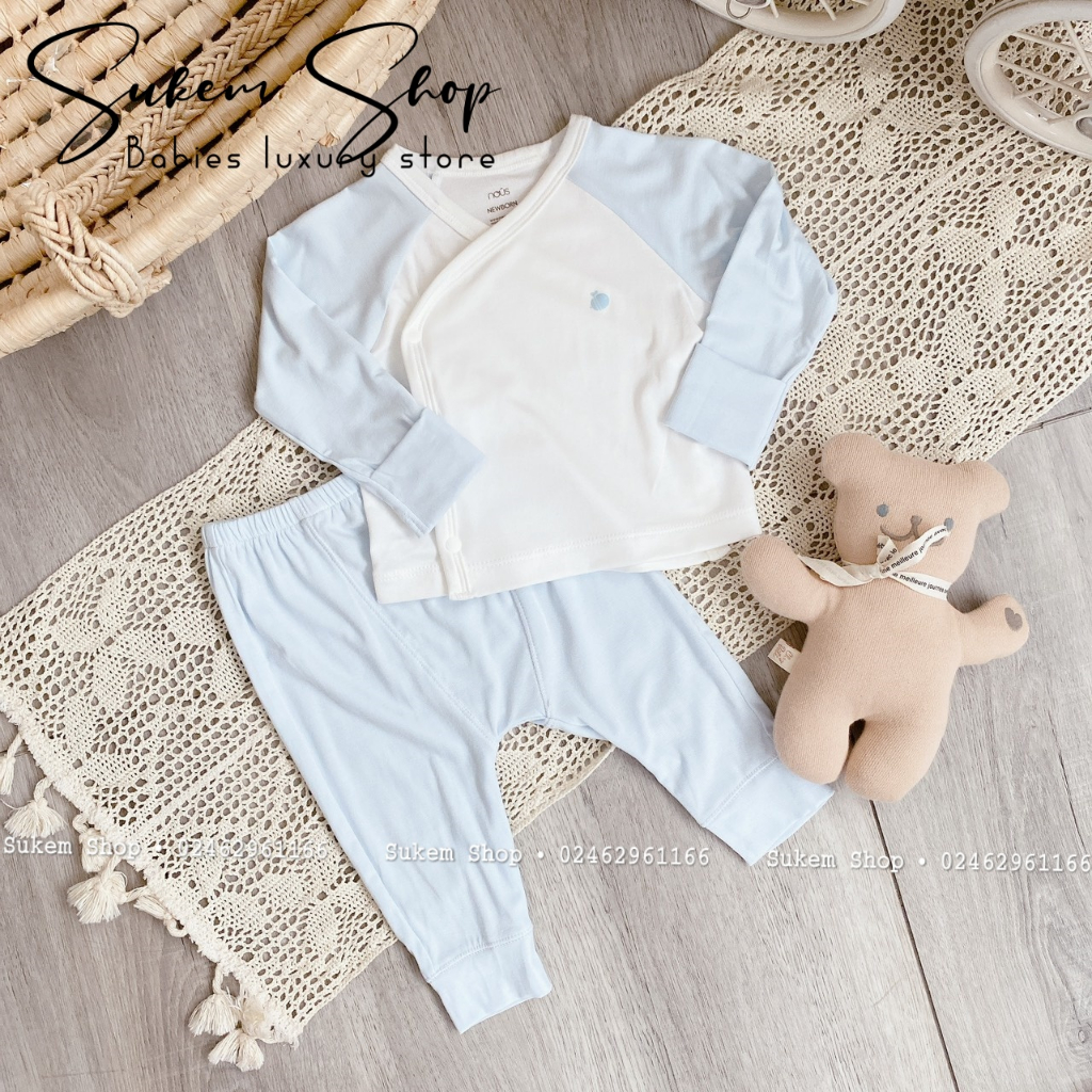 Bộ Cài Lệch Nous Newborn Chất Petit Mềm Mịn Cho Bé Sơ Sinh 3-6kg