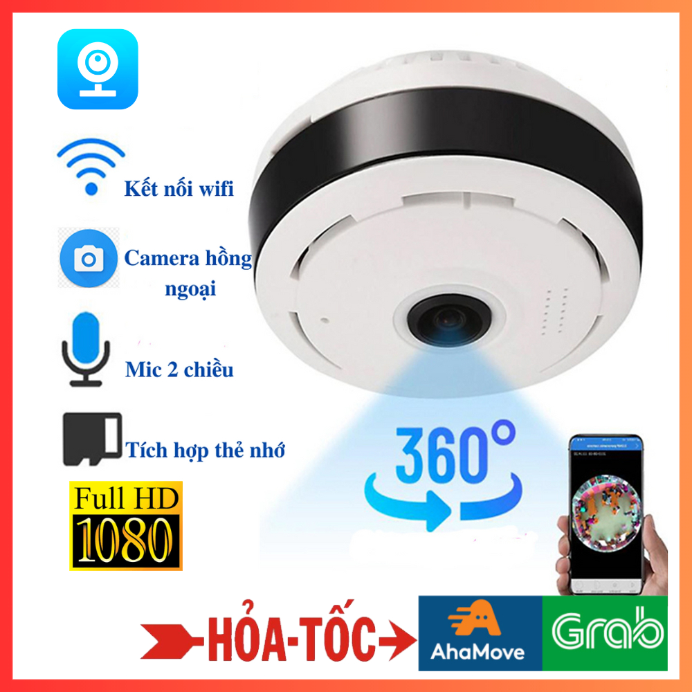 Camera ip wifi ốp trần không dây V380 Pro Full HD Góc Quay toàn cảnh Siêu Rộng 360° hình ảnh toàn cầu sắc nét