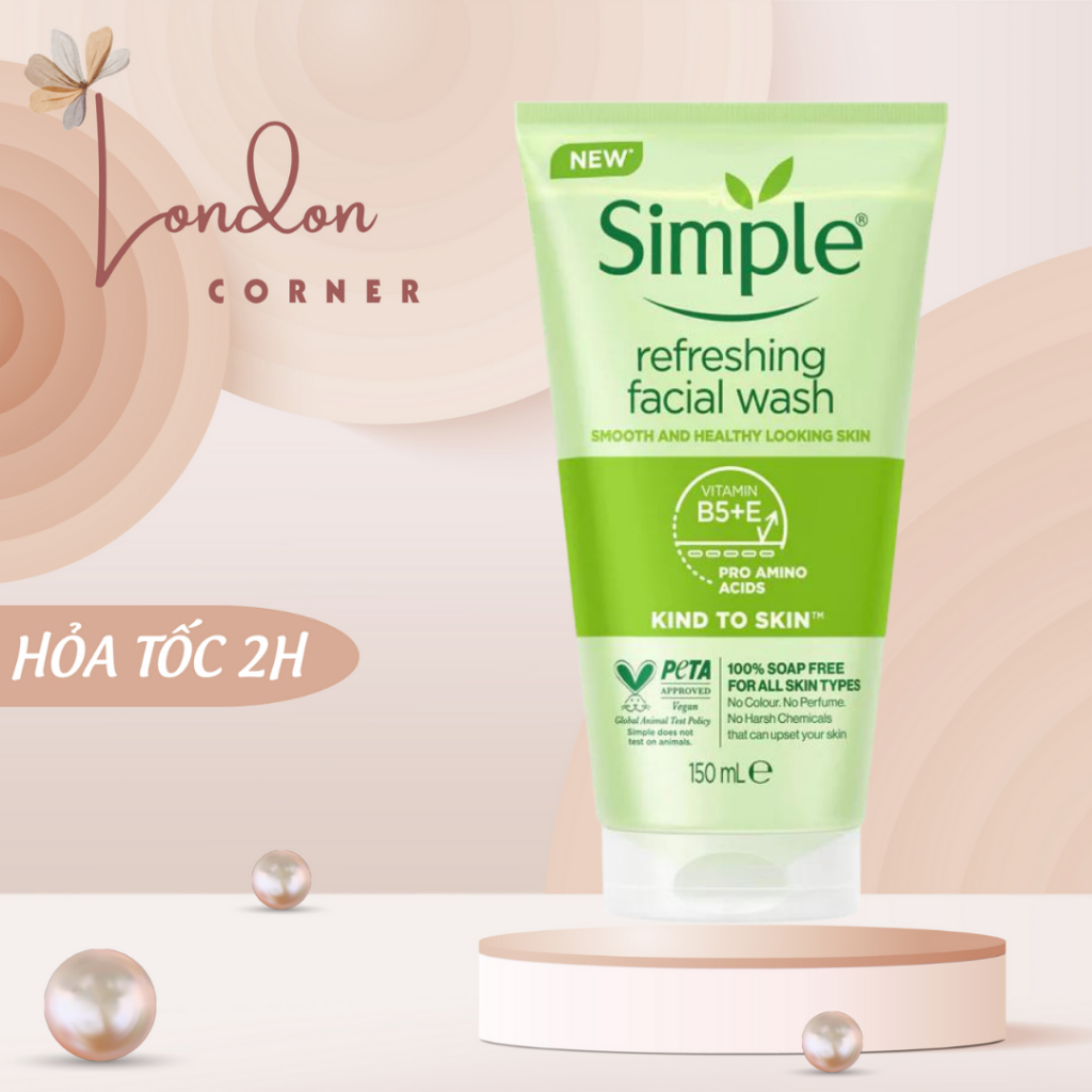 [HÀNG CTY] Sữa rửa mặt Simple Refreshing Facial Wash, dành cho da nhạy cảm khô dầu, hàng chính hãng - tem phụ nhập khẩu