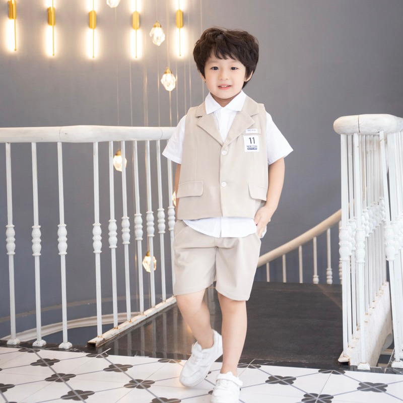 Vest Bé Trai, Bộ Vest Bé Trai  MyaKids Phong Cách Hàn Quốc 3 Chi Tiết Hàng Thiết Kế