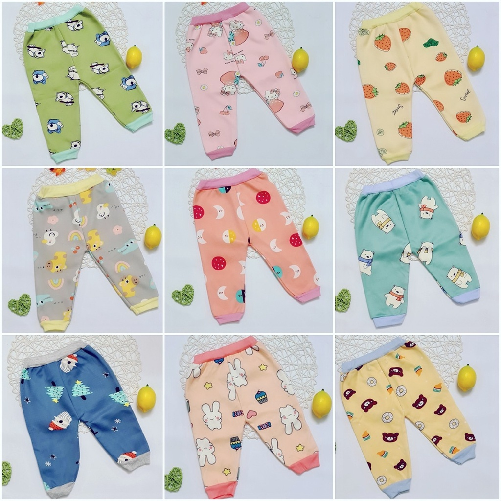 Quần nỉ họa tiết lót lông cho bé trai và bé gái 3-15kg