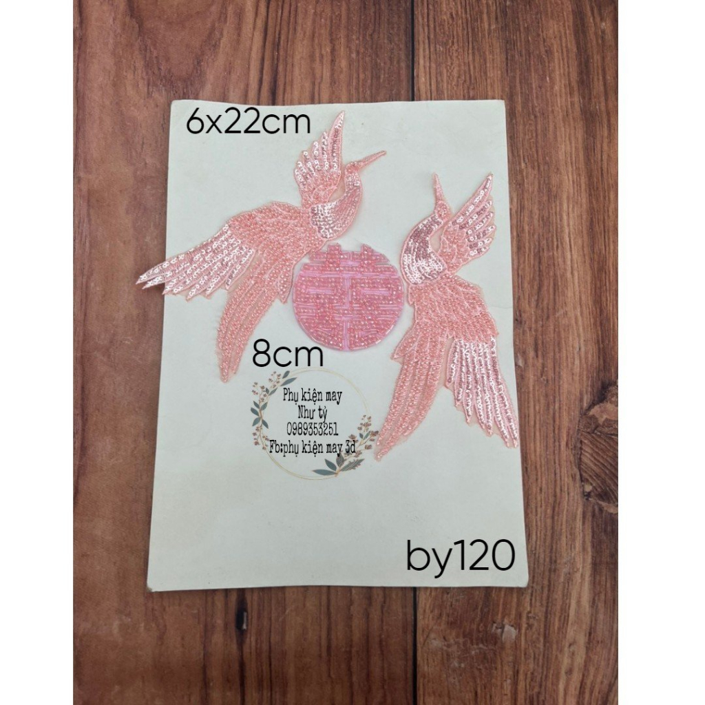 Cặp ren thêu hạt kèm chữ hỷ trang trí