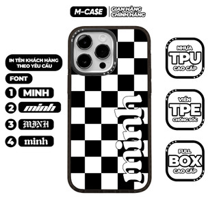Ốp lưng iphone chống sốc MCASE Caro Trắng in theo yêu cầu dọc chính hãng full box