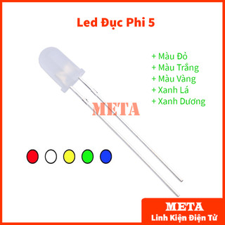 Led đục phi 5 màu đỏ, xanh lá, xanh dương, vàng, trắng 1.5-3v - led đục 5mm, led 5mm, led f5, fed đục f5