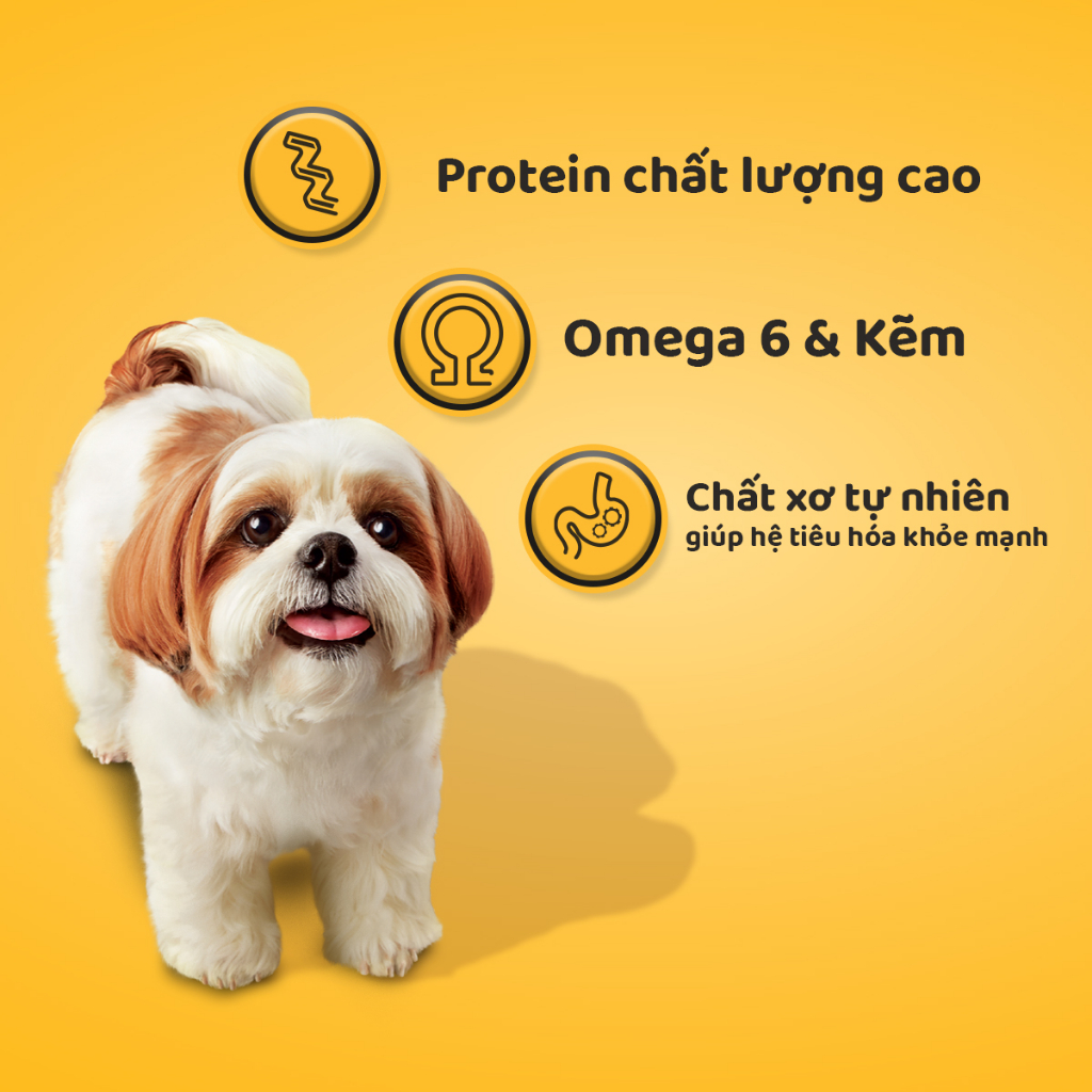 Thức ăn chó Mini Pedigree vị bò, cừu & rau củ túi 1.3kg