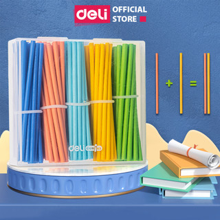 Bộ 100 Que Tính Gỗ Hỗ Trợ Bé Học Đếm Học Tính Toán Deli - Nhiều Màu Sắc - An Toàn Cho Trẻ Nhỏ Từ 5 Tuổi Chơi Mà Học