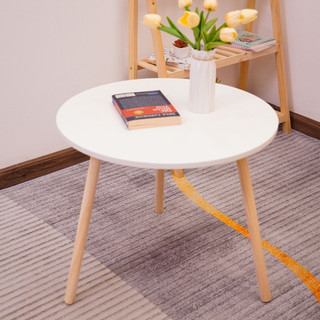Bàn trà sofa mặt tròn, bàn cafe mặt trắng, chân gỗ thông tự nhiên phong cách sang trọng, nhiều kích thước - BH 12 tháng