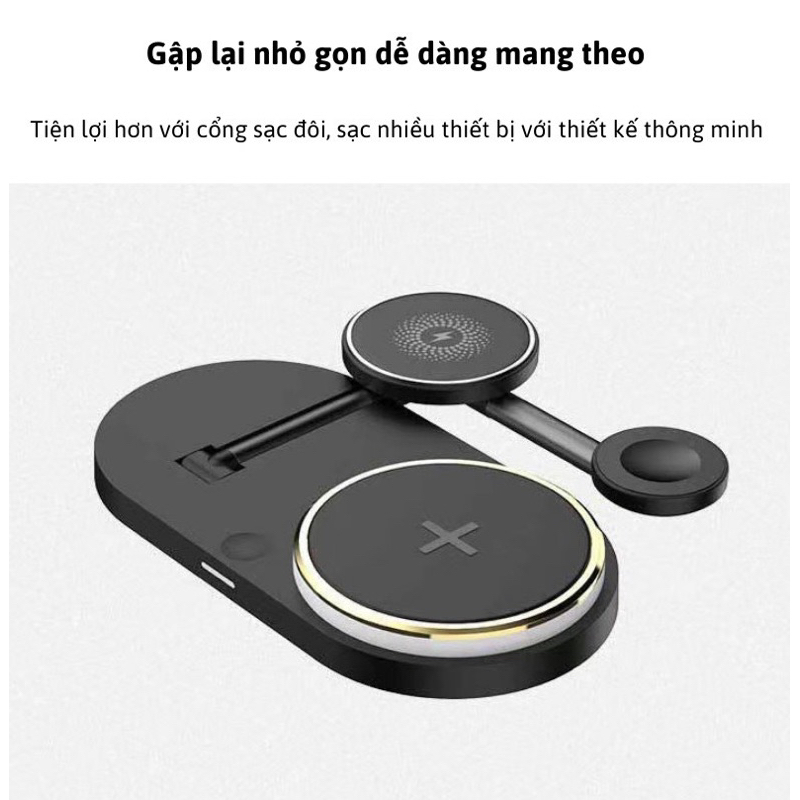 Sạc không dây 5 trong 1 gấp gọn siêu tiện lợi