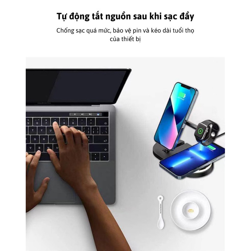 Sạc không dây 5 trong 1 gấp gọn siêu tiện lợi