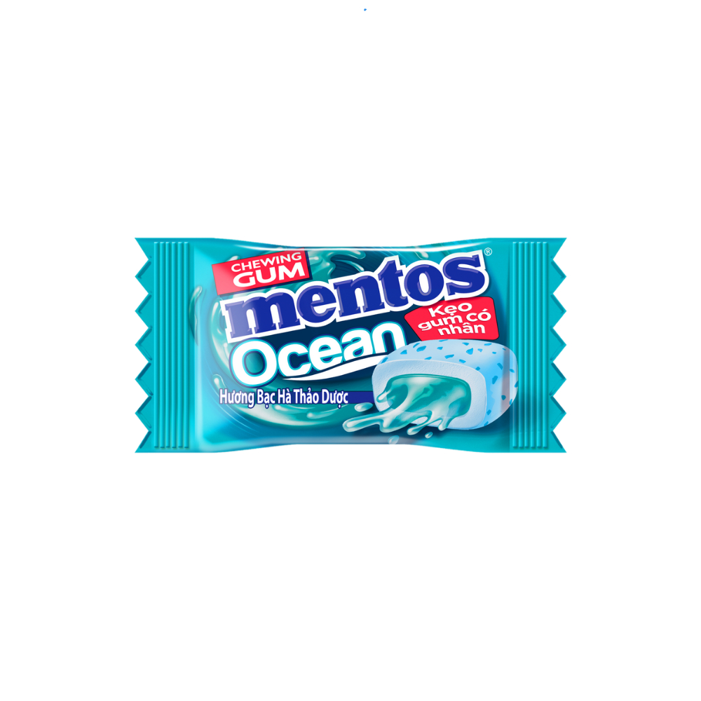 Kẹo gum nhai Mentos Ocean có nhân Hương Bạc hà Thảo dược