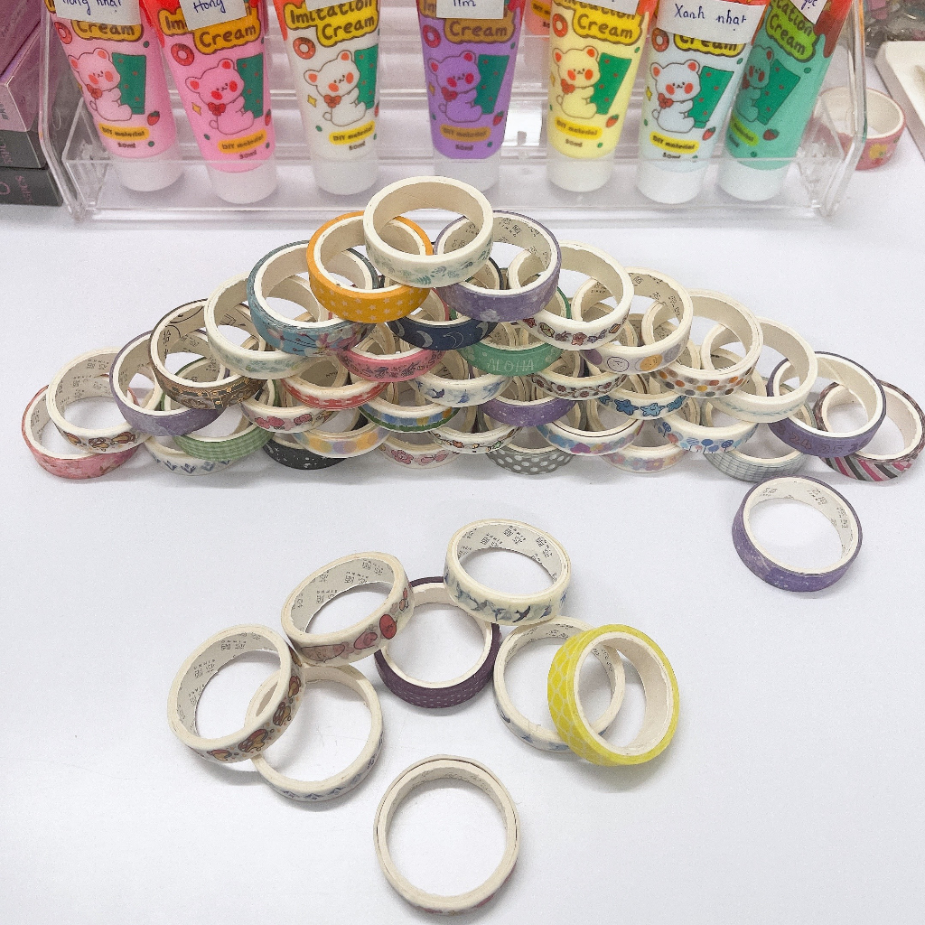 Set 5, 10 cuộn băng dính washi tape dùng trang trí sổ tay dễ thương