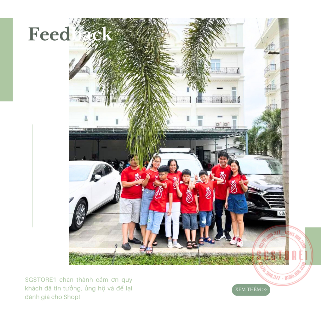 Áo thun đồng phục gia đình mẫu bắn tim màu đỏ thun cotton mềm mịn GD402D | SGSTORE1