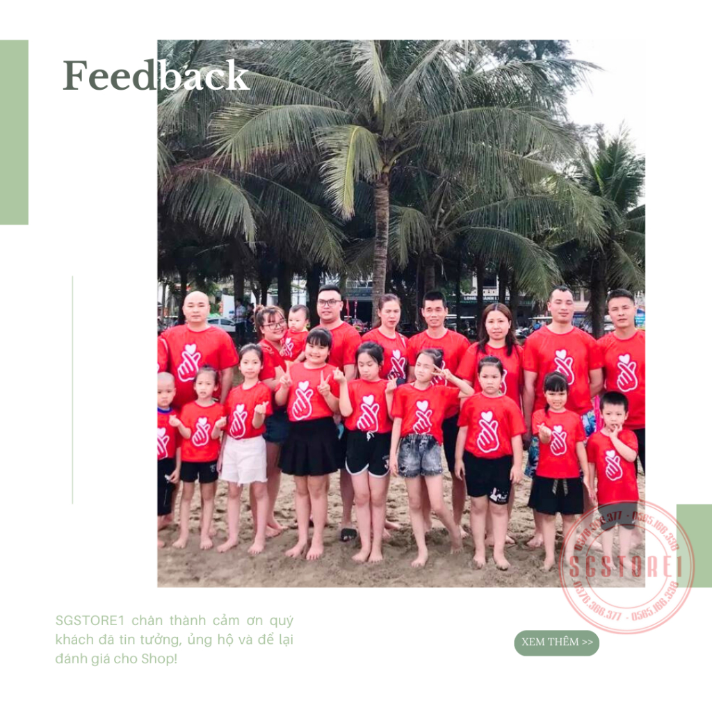 Áo thun đồng phục gia đình mẫu bắn tim màu đỏ thun cotton mềm mịn GD402D | SGSTORE1