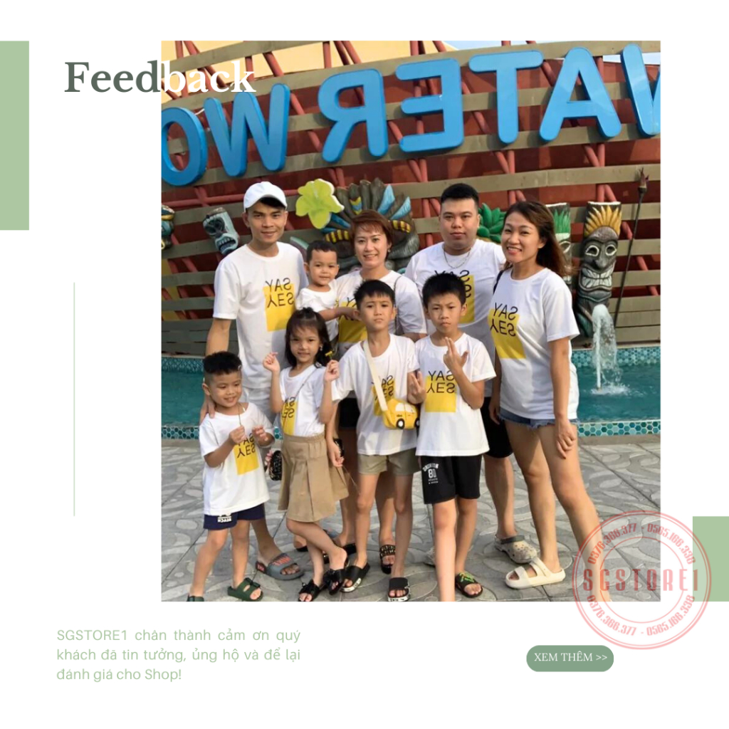 Áo gia đình SAY YES màu trắng đồng phục gia đình 3/4/5 người giá rẻ thun mềm mịn GD298T