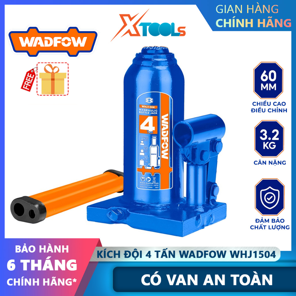 Kích đội 4 tấn WADFOW WHJ1504 chiều cao tối thiểu 180mm, chiều cao nâng 110mm, cân nặng 3.29kg - chính hãng