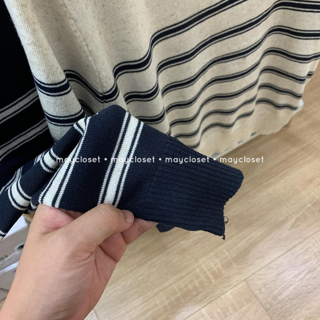 Áo len ngắn tay kẻ ngang từ ngực tag xem.studio