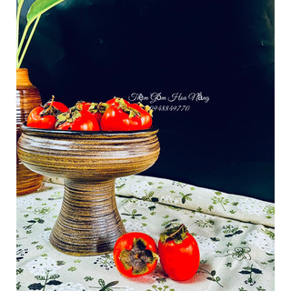 Ly đựng hoa quả , cắm hoa men nâu bát tràng