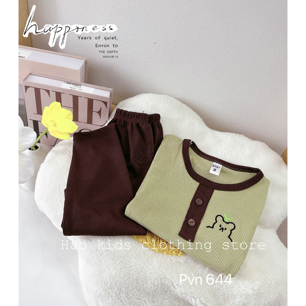 Bộ thu đông bé trai và bé gái , sét bộ quần áo tăm thêu hình ngộ nghĩnh cho bé trai và bé gái