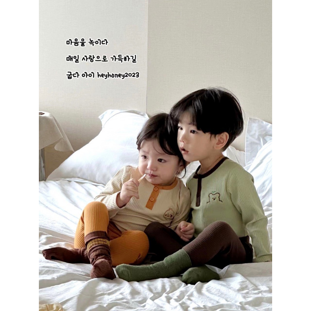 Bộ thu đông bé trai và bé gái , sét bộ quần áo tăm thêu hình ngộ nghĩnh cho bé trai và bé gái