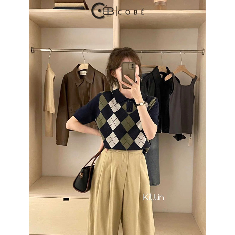 ÁO LEN POLO HOẠ TIẾT TRÁM 4 màu | COBÉ VINTAGE
