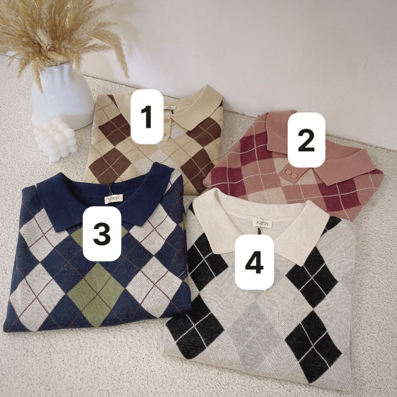 ÁO LEN POLO HOẠ TIẾT TRÁM 4 màu | COBÉ VINTAGE