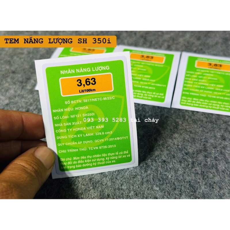 TEM NĂNG LƯỢNG XE SH 350i