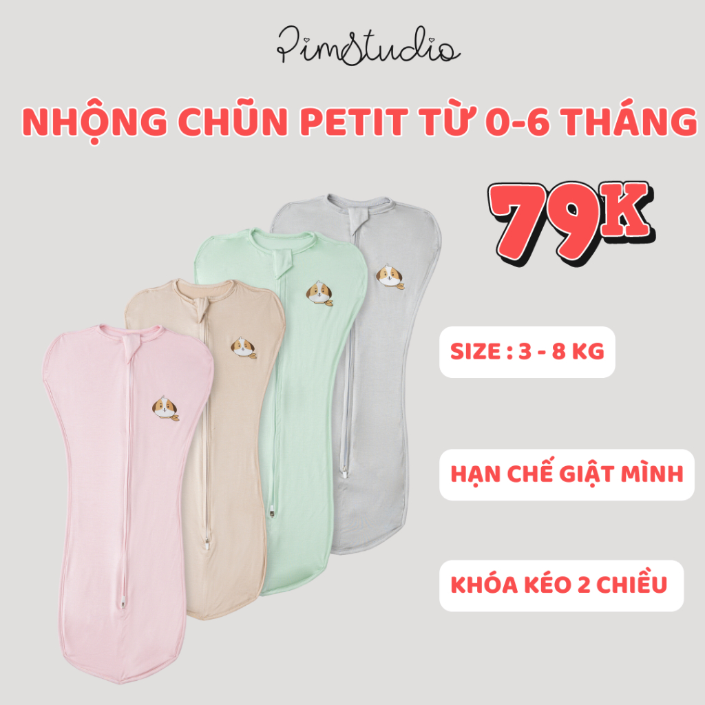 Nhộng Chũn Sơ Sinh PIMSTUDIO Mùa Hè Cho Bé 0-9 Tháng Chống Giật Mình Ngủ Ngon