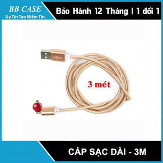 Dây sạc 3m - cáp sạc điện thoại dài 3 mét cho táo khuyết , android micro , type c ... chống đứt, hỗ trợ sạc nhanh