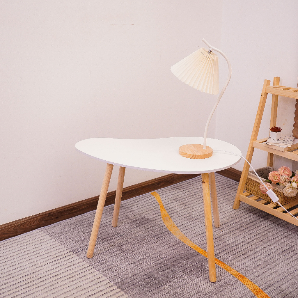 Bàn trà hình hạt đậu, bàn cafe mặt trắng, chân gỗ tự nhiên nhiều kích thước, phong cách sang trọng - DORIS ACCESSORIES