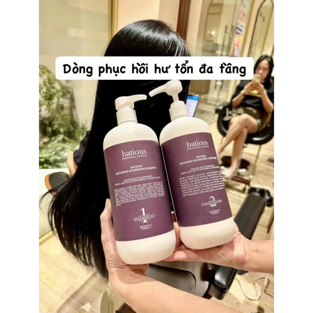 Cặp dầu gội xả Batious - Màu Tím 960ml