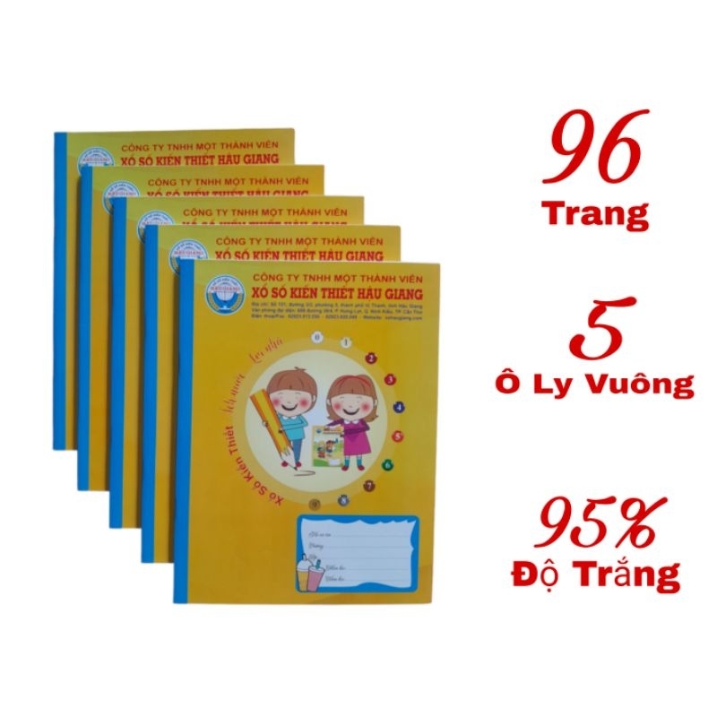 Vở tập 5 ô ly học sinh 96 trang định lượng 100gsm, tập in hình dễ thương cho bé