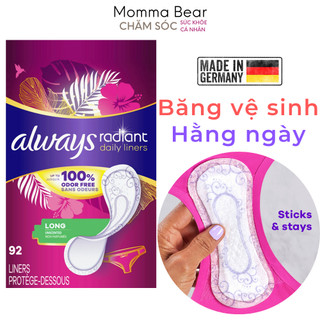 Băng vệ sinh hằng ngày Always Radiant, không cánh, quần bikini, ngăn mùi, hàng Mỹ - Momma Bear