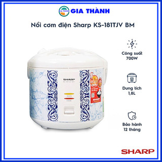 Nồi cơm điện nắp gài 1lit8 sharp ks-181 tjv, hàng chính hãng, bảo hành 12 tháng - gia dụng gia thành