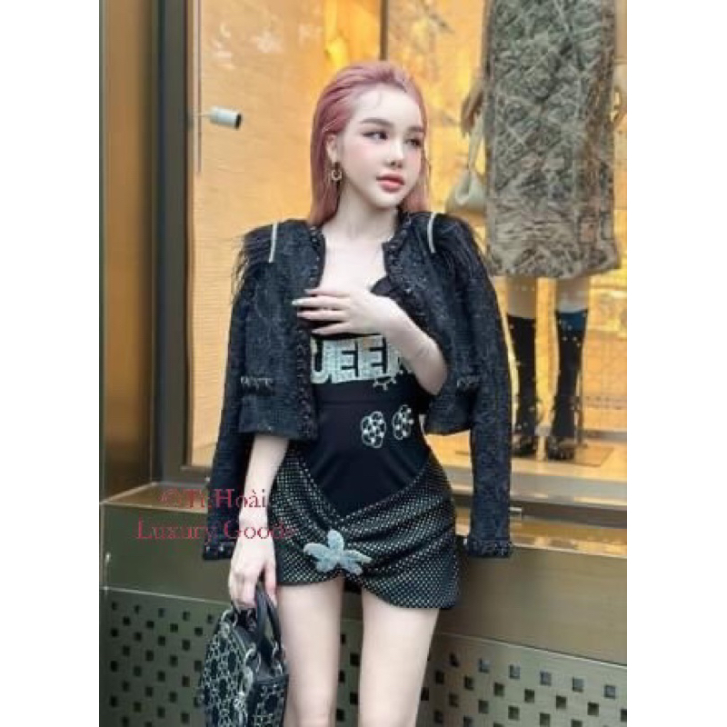 Áo khoác dạ vai lông CC