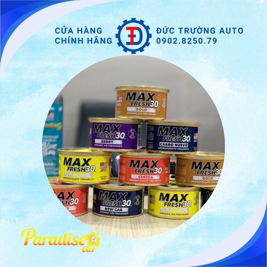 Sáp thơm ô tô/sáp thơm phòng-khử mùi xe ô tô Paradise Air Max Fresh-Khuếch tán tinh dầu hữu cơ cao cấp với 6 mùi hương
