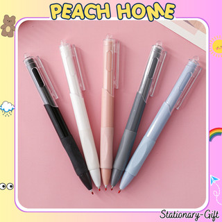 Bút Bi Bấm 0.5mm Mực Gel Đen Vỏ Trong Suốt Có Đệm Tay Màu Pastel Đơn Giản Giá Rẻ Viết Trơn Nhanh Khô Peachhome Muji 1K