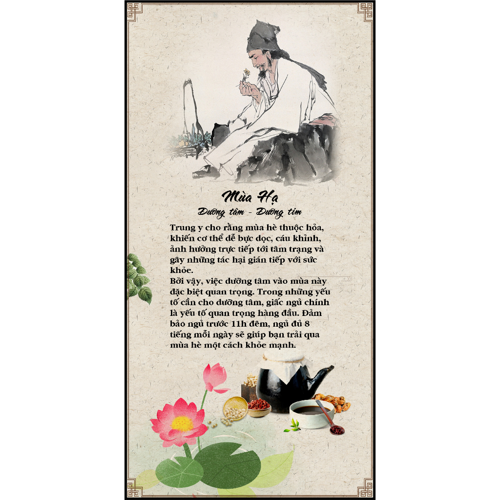 Khung tranh dưỡng sinh bốn mùa xuân hạ thu dông