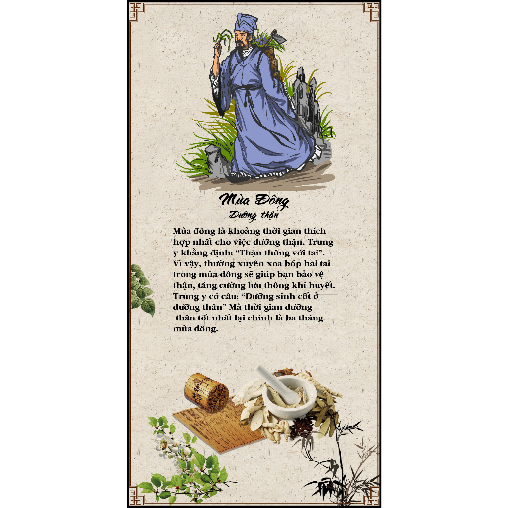 Khung tranh dưỡng sinh bốn mùa xuân hạ thu dông