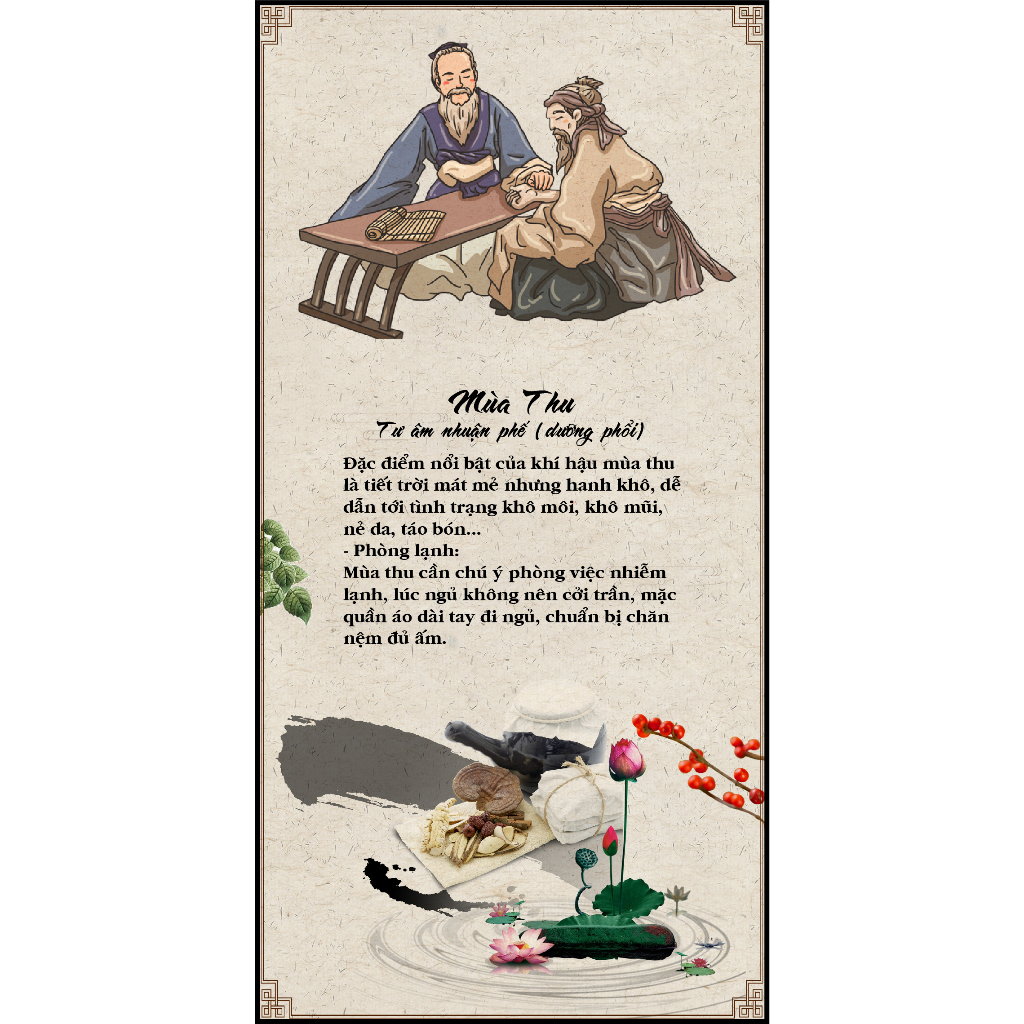 Khung tranh dưỡng sinh bốn mùa xuân hạ thu dông